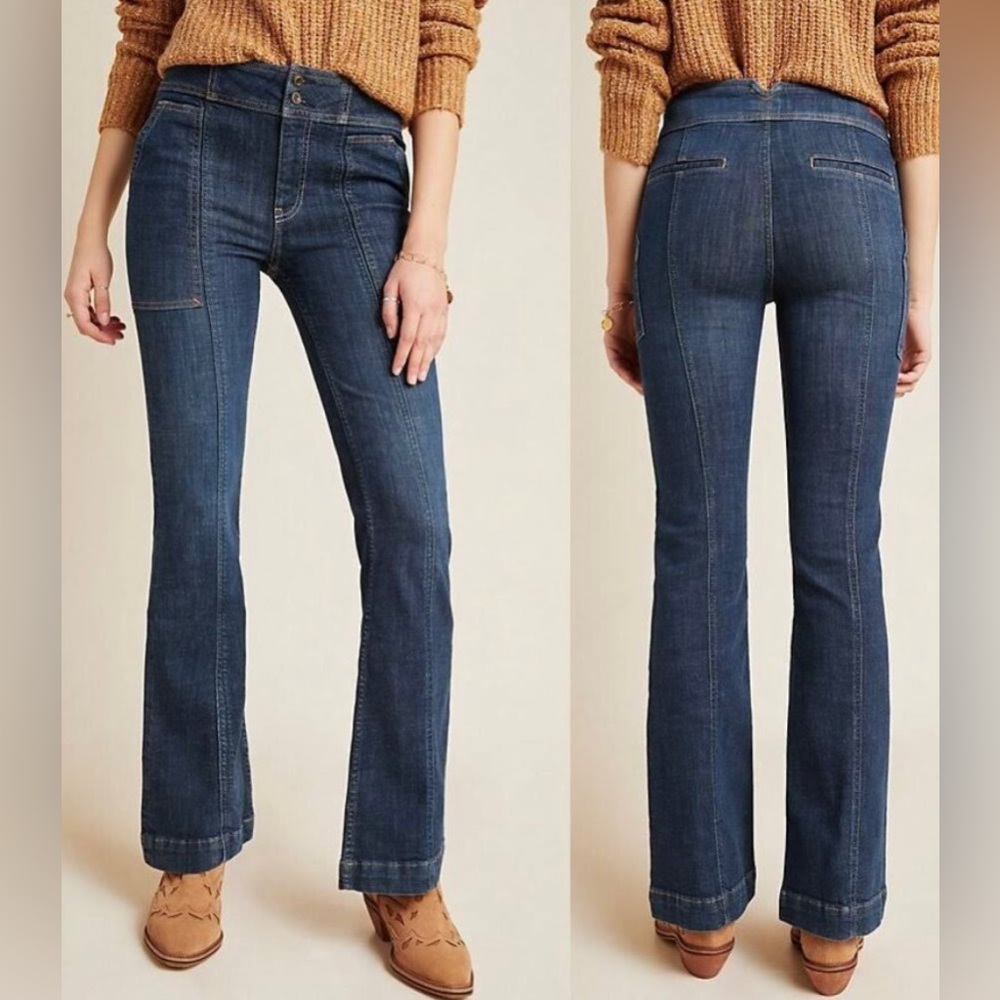 Pilcro & The Letterpress Anthropologie High Rise Trouser Bootcut Jeans